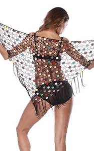 F4714Tassel Transparent Beach Shawl